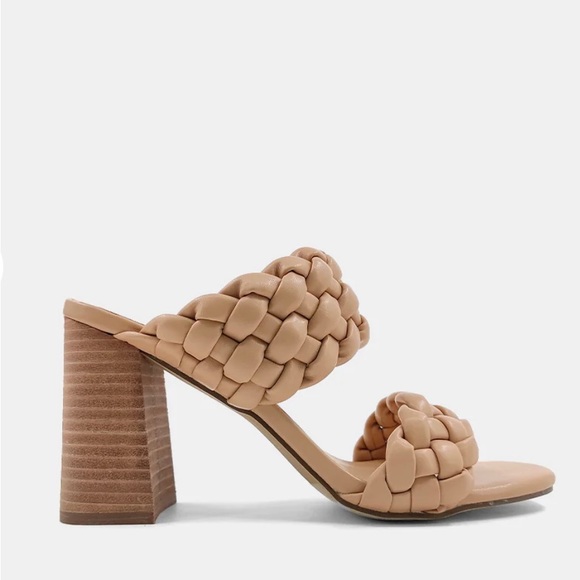 Shu Shop Two Strap Braided Heel in Taupe 8.5 - Picture 1 of 6